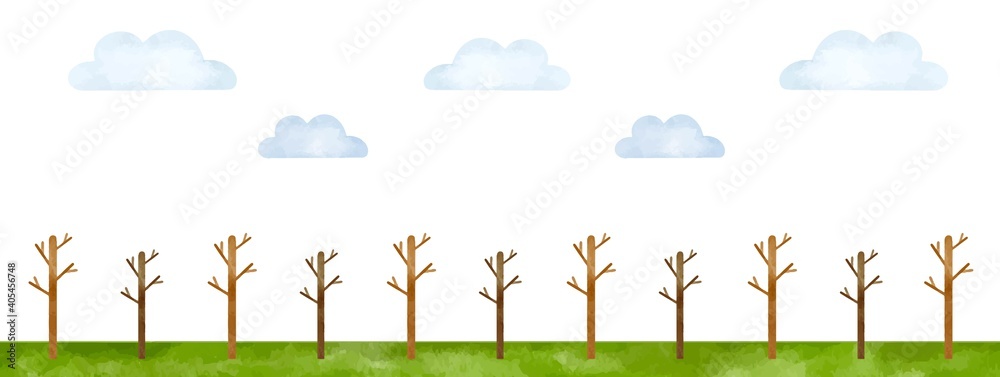 枯れ木が並ぶ景色 水彩風ベクターイラスト Stock Vector Adobe Stock