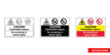 Caution flammable vapour no smoking or naked lights fire prevention and explosive hazard sign icon of 3 types color, black and white, outline. Isolated vector sign symbol.