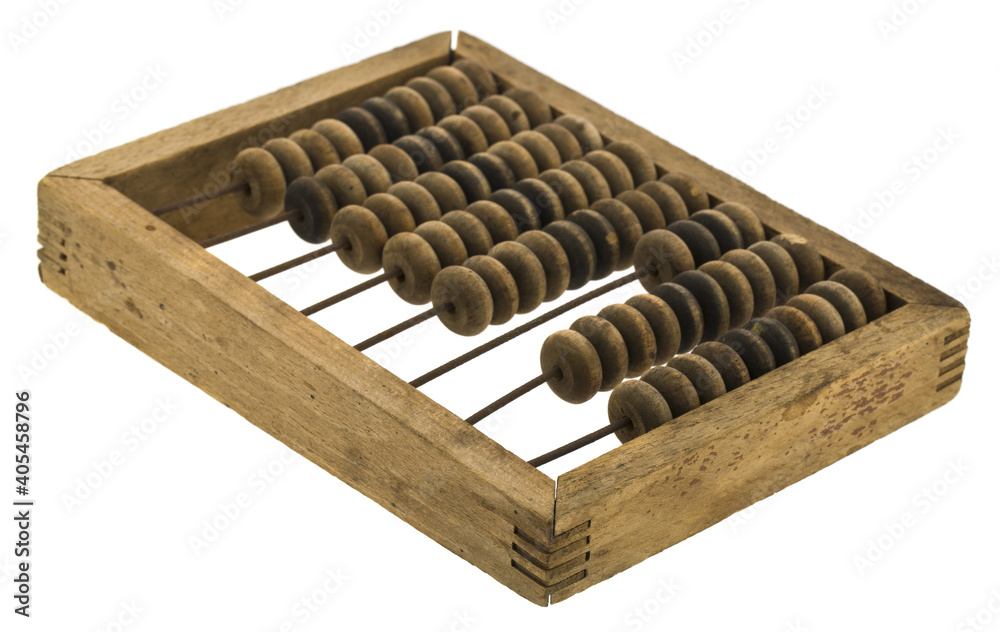 Old wooden abacus isolated on white. Old wooden abacus isolated on white.
