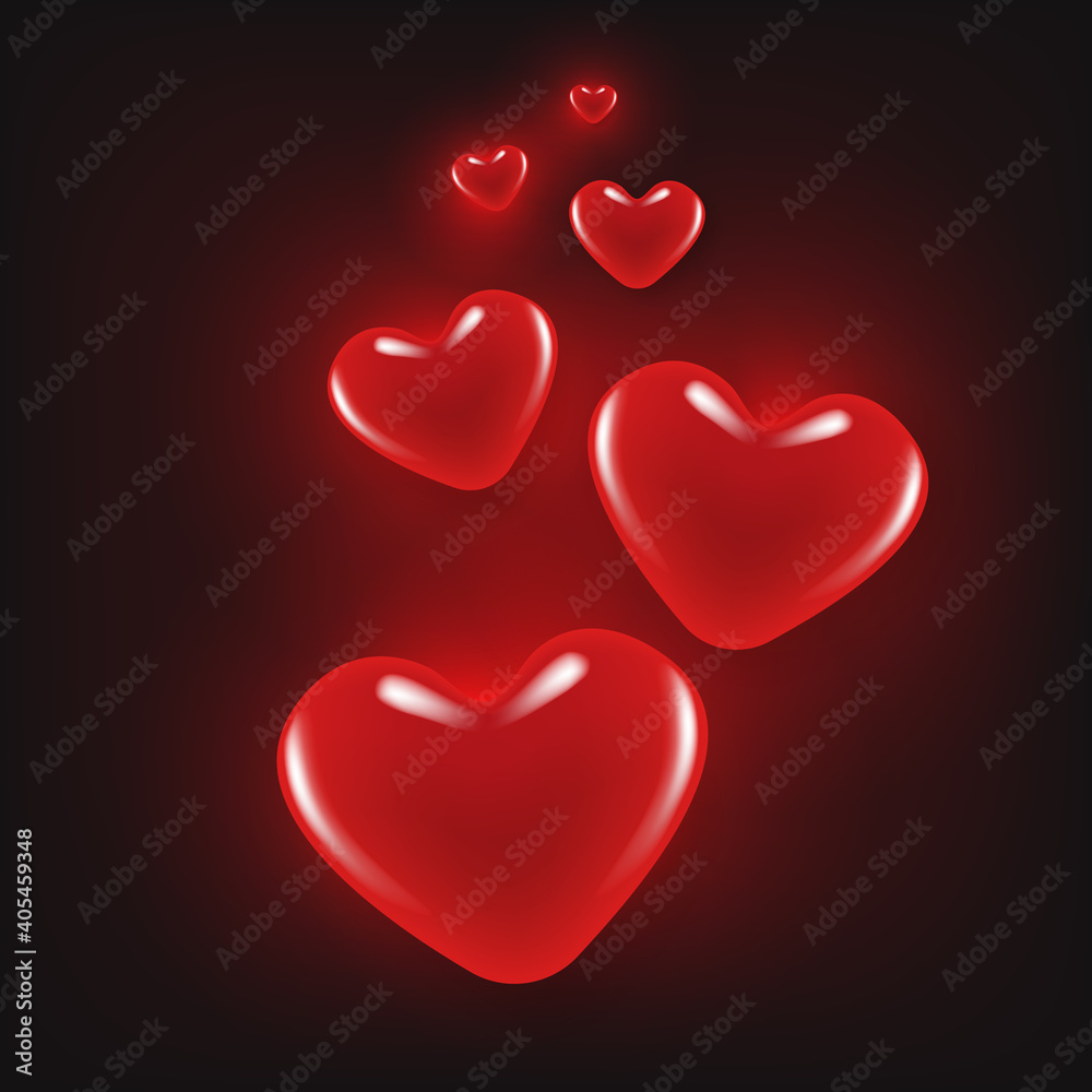 Valentine's day background with heart shape and light bokeh glowing .