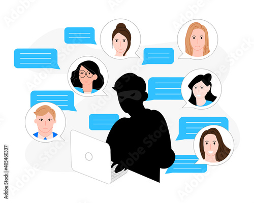 the fraudster is in correspondence vector illustration cartoon flat design modern style 