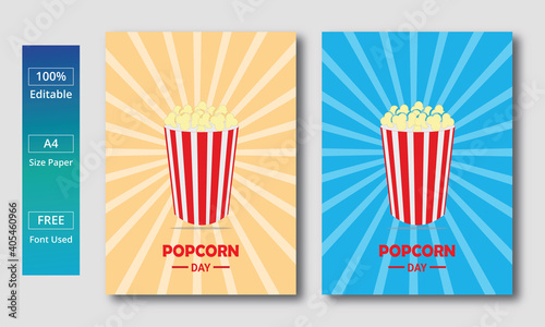 vector graphic design of national popcorn day good for national popcorn day. flyer design. flat illustration. Design for packaging, flyer card.