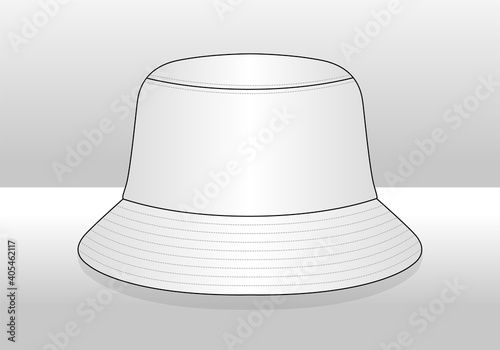 Blank White Bucket Hat Isolated on Gray Background, Vector File