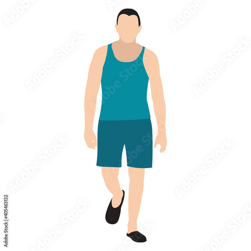 vector, isolated, man walking, without face, in flat style