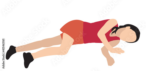 isolated, girl lies, in flat style