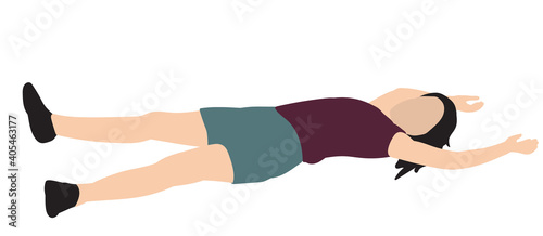 vector, isolated, girl lies, in flat style