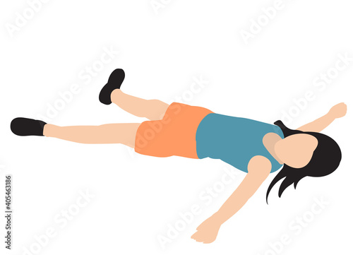 vector, isolated, girl lies, in flat style