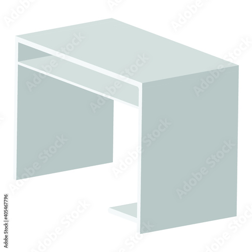 Grey Computer Table. Visual Stand. Template of Spatial Perspective. Vector. 3D Illustration