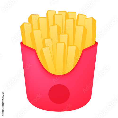French Fries  Emoji Vector Design. BBQ Food Art Illustration. Snack Fast Food Menu Box.