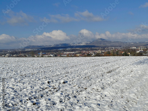 Fototapeta Naklejka Na Ścianę i Meble -  Panoramic view to the city Eislingen in wintertime in Germany