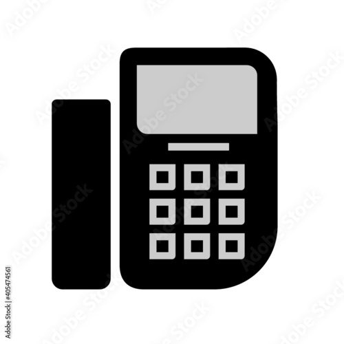 Monochrome vector illustration of a set phone icon, isolated on a white background.