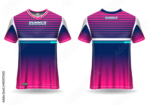 	
Jersey mockup. t-shirt sport design template for runner, uniform front and back view