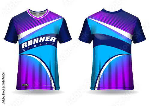 	
Jersey mockup. t-shirt sport design template for runner, uniform front and back view