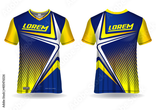 	
Jersey mockup. t-shirt sport design template for runner, uniform front and back view