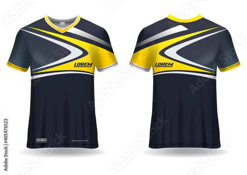 	
Jersey mockup. t-shirt sport design template for runner, uniform front and back view