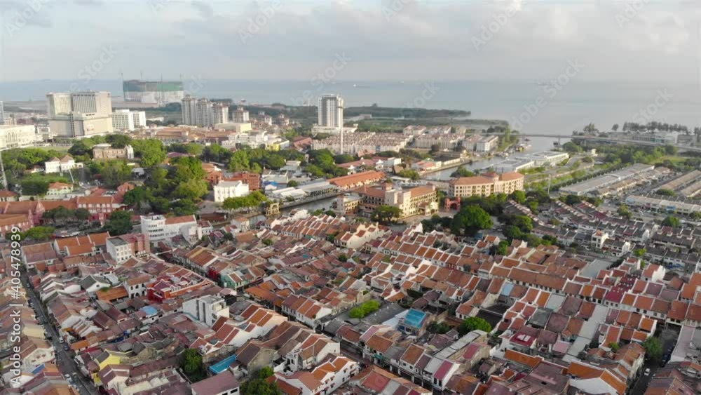 Bright Colours Of A Busy City In Asia Against The Pastel Blue Sky - Pan Right To Left Bright Colours Of A Busy City In Asia Against The Pastel Blue Sky - Pan Right To Left