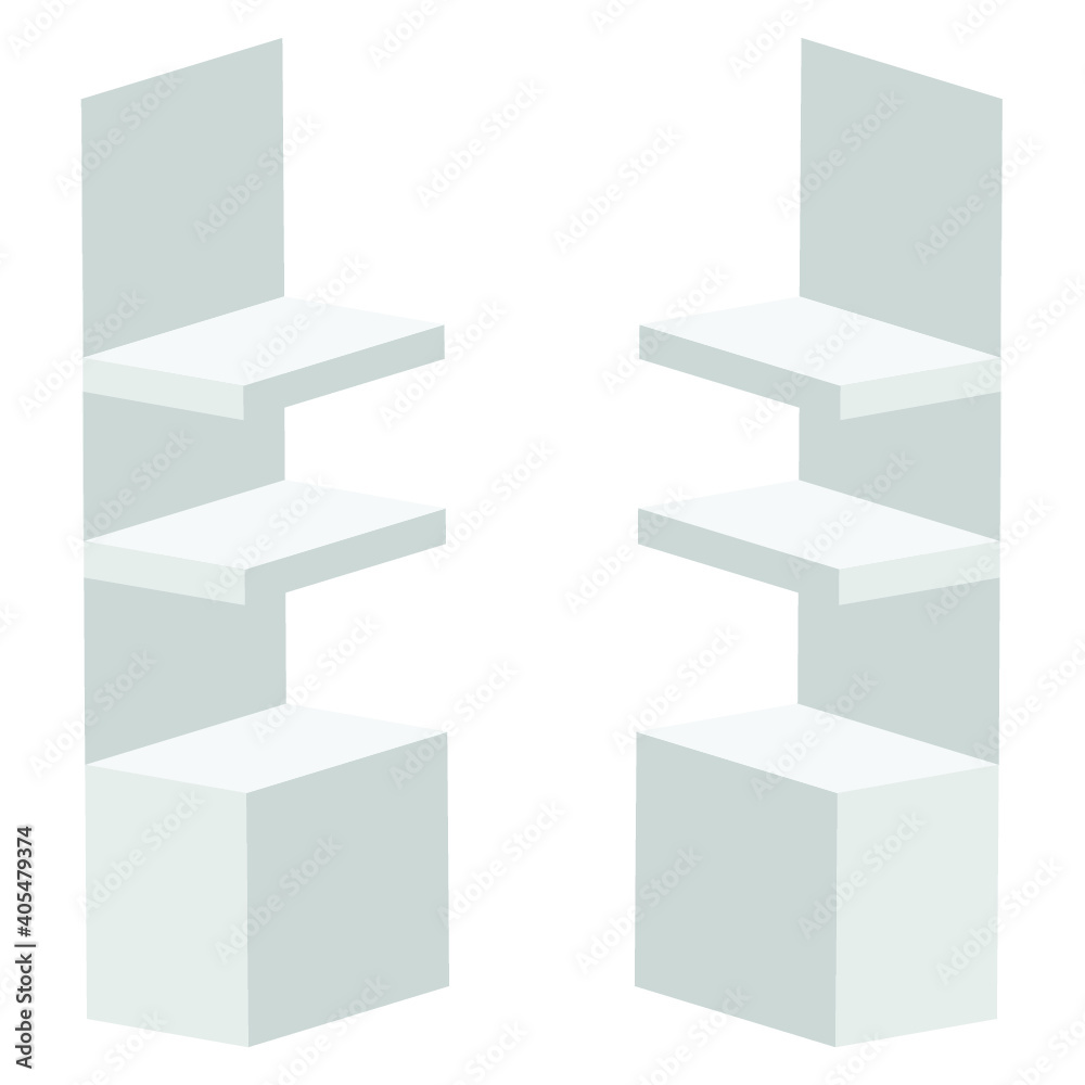 Long Blank Empty Showcase Display With Retail Shelves. Perspective View 3D. Illustration Isolated On White Background. Mock Up Template Ready For Your Design. Product Advertising. Vector EPS10 Long Blank Empty Showcase Display With Retail Shelves. Perspective View 3D. Illustration Isolated On White Background. Mock Up Template Ready For Your Design. Product Advertising. Vector EPS10