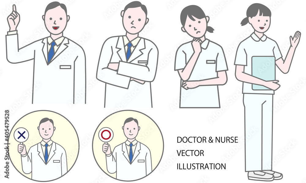 Vector illustration of nurse and doctor pose Vector illustration of nurse and doctor pose