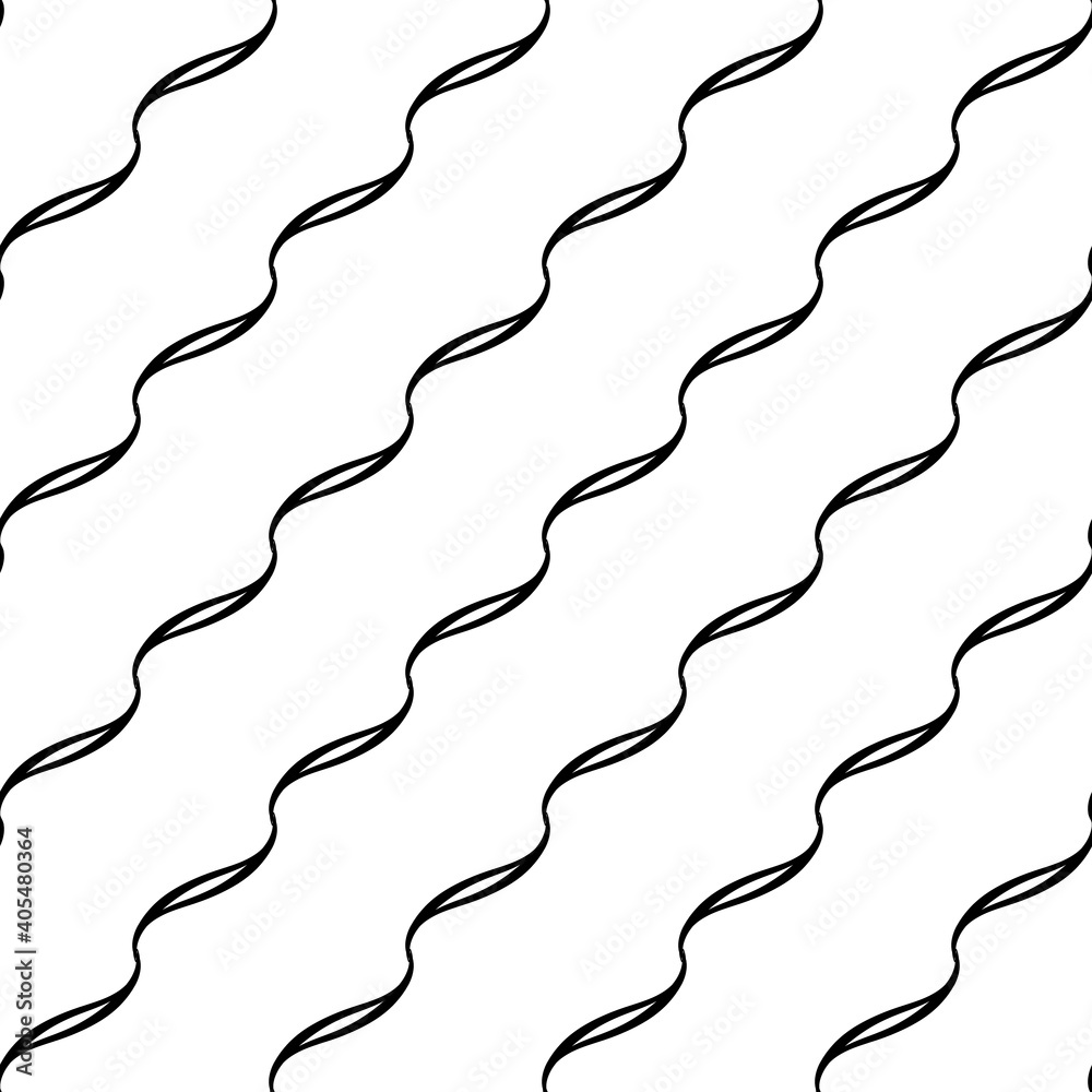 Black wavy striped diagonal pattern for prints