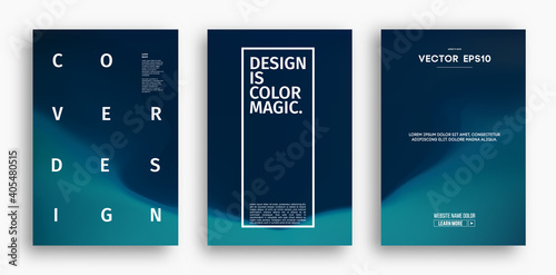 Cover design template with blue gradient. Wave vector illustration. Gradient mesh poster abstract background. Fluid banner design.