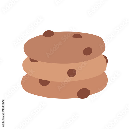 A stack of oatmeal cookies with chocolate chips. Vector illustration in a hand-drawn style.