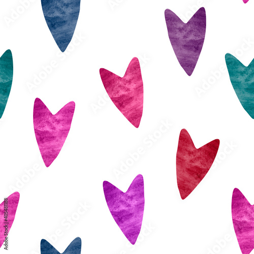 Bright multicolored hearts wallpaper pattern for decorating. photo