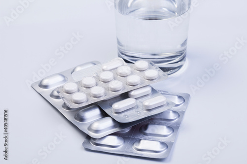  packaging for drugs: painkillers, antibiotics, vitamins tablets
