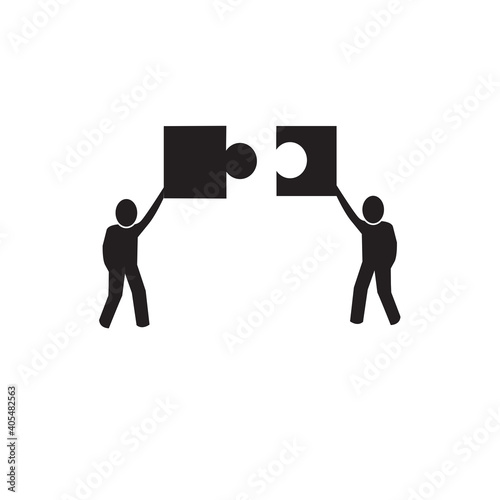 Teamwork people with puzzle pieces top view. Teamwork people vector for jigsaw design, marketing, icon and logo template. Modern flat teamwork people with puzzle. Puzzle pieces, vector illustration