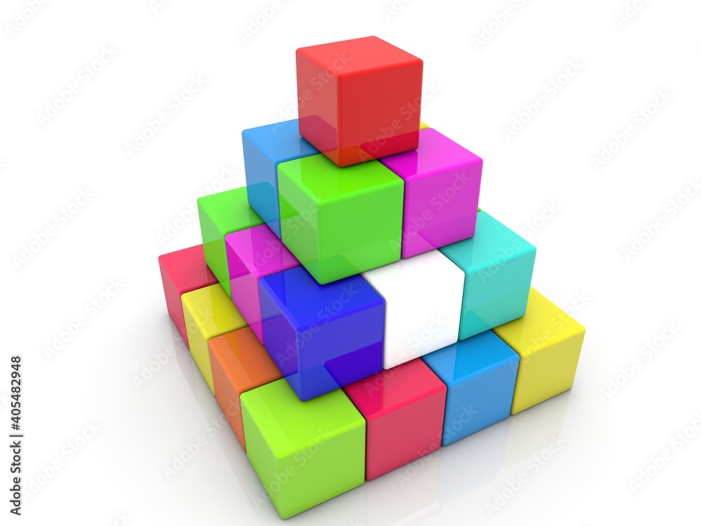 Pyramid of toy blocks of different colors Pyramid of toy blocks of different colors