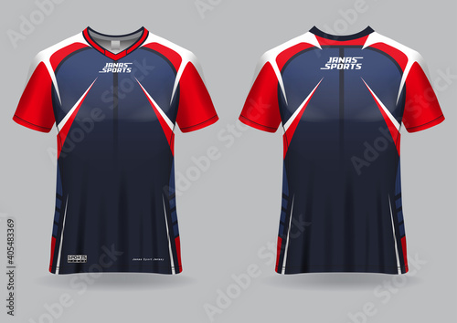 Jersey mockup. t-shirt sport design template for runner, uniform front and back view. red color	