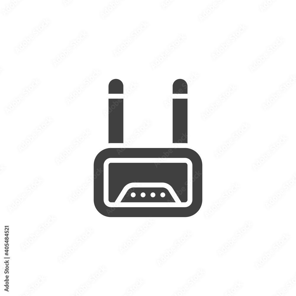 Wifi router vector icon. filled flat sign for mobile concept and web design. Wi-fi modem glyph icon. Symbol, logo illustration. Vector graphics Wifi router vector icon. filled flat sign for mobile concept and web design. Wi-fi modem glyph icon. Symbol, logo illustration. Vector graphics