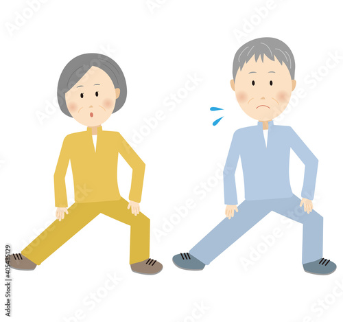 準備運動するシニア