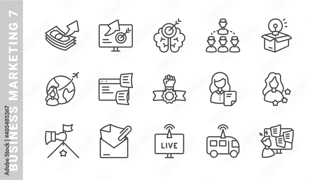 business marketing 7, elements of business marketing icon set. Outline Style. each made in 64x64 pixel business marketing 7, elements of business marketing icon set. Outline Style. each made in 64x64 pixel