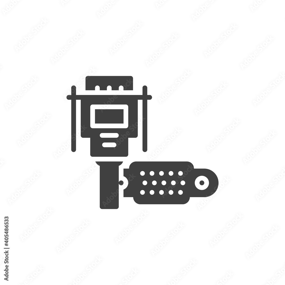 Naklejka premium VGA cable port vector icon. filled flat sign for mobile concept and web design. VGA Connector glyph icon. Symbol, logo illustration. Vector graphics
