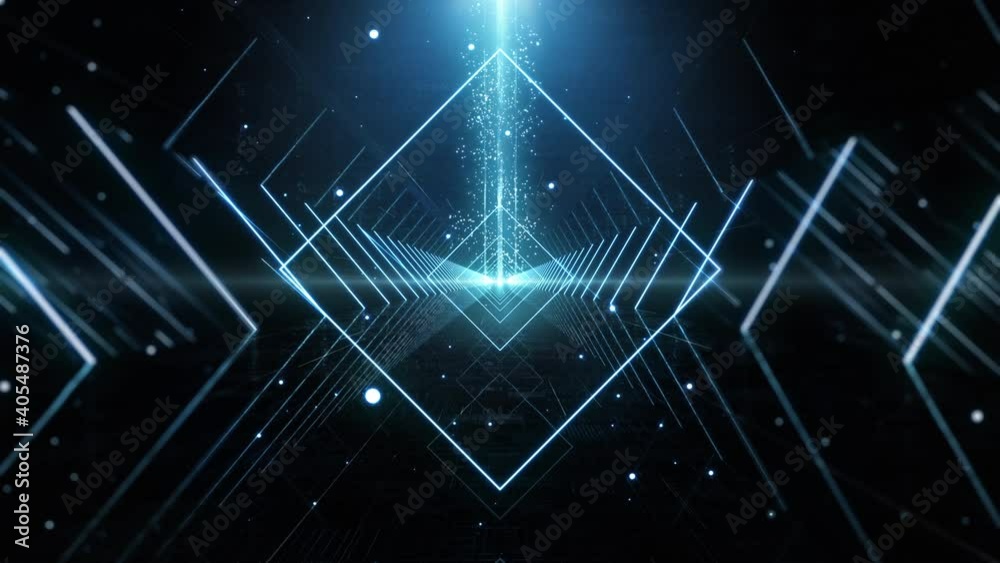 Luminous Blue Background seamless Loop. Futuristic VJ motion graphics with club concert and high tech background Seamless loop.