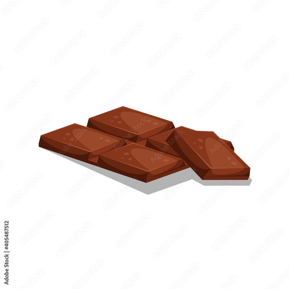 Vector illustration of chocolate bar slices. Milk chocolate. Dark chocolate. Sweets.