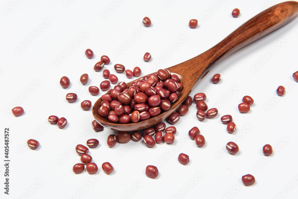 azuki beans , red beans on white background azuki beans , red beans on white background