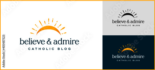 READY TO USE: logo religion, blog, faith, denomination, youth organization, sun. A minimalist and original sign.