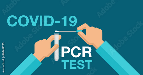 PCR testing in cartoon style