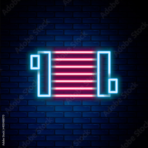 Glowing neon line Car radiator cooling system icon isolated on brick wall background. Colorful outline concept. Vector.