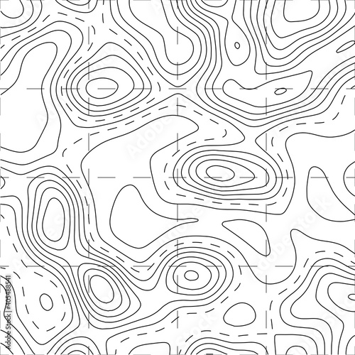 Retro topographic map. Geographic contour map. Abstract outline grid, vector illustration.