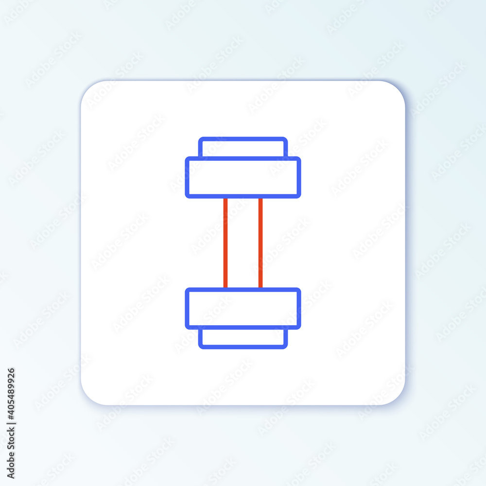 Line Dumbbell icon isolated on white background. Muscle lifting icon, fitness barbell, gym, sports equipment, exercise bumbbell. Colorful outline concept. Vector. Line Dumbbell icon isolated on white background. Muscle lifting icon, fitness barbell, gym, sports equipment, exercise bumbbell. Colorful outline concept. Vector.