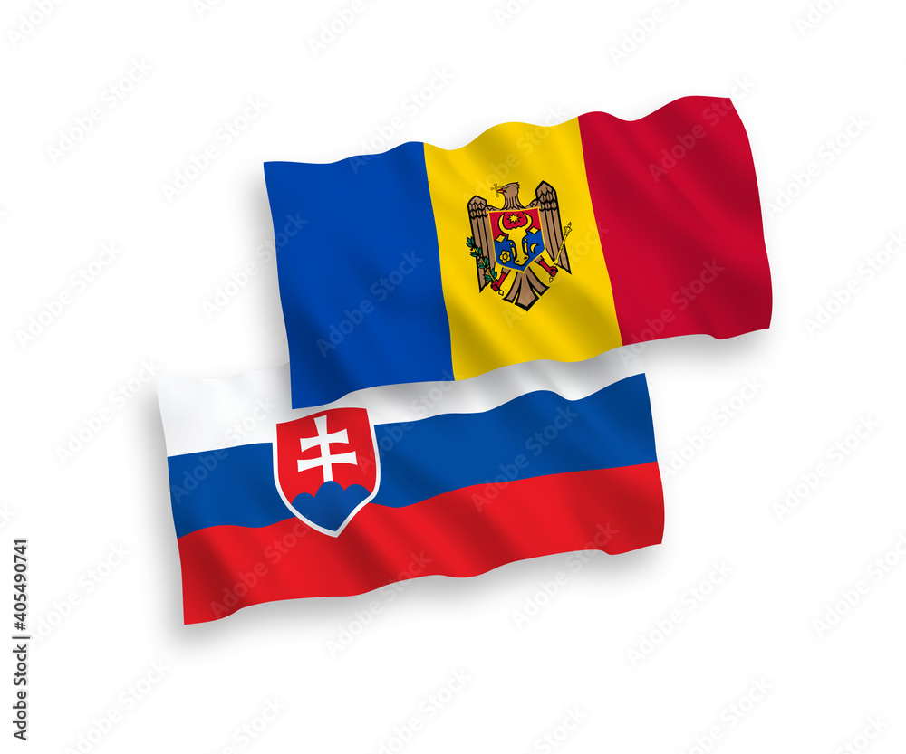 Flags of Slovakia and Moldova on a white background Flags of Slovakia and Moldova on a white background