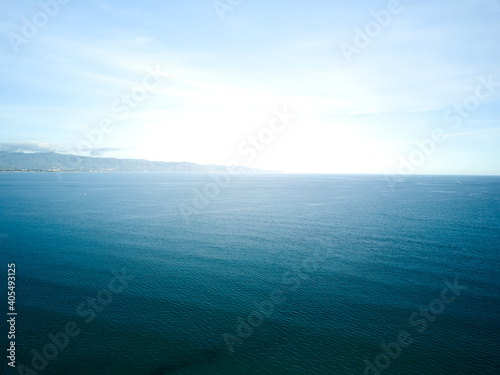 Seascape Aerial Shot Of A Beach of  Poetto  in Caglairi - Sardinia - italy.