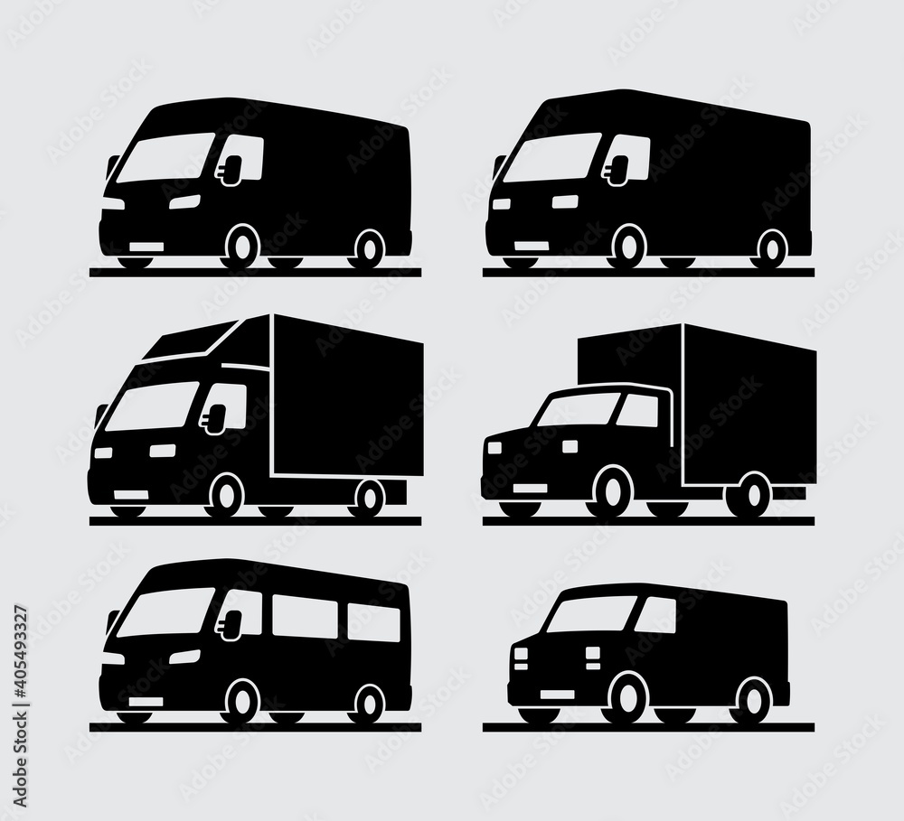 Commercial Delivery Vehicle Vector Icons Commercial Delivery Vehicle Vector Icons