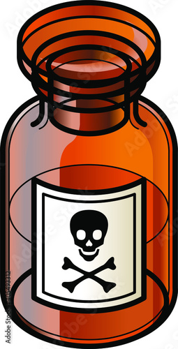 A brown glass reagent bottle of poison.