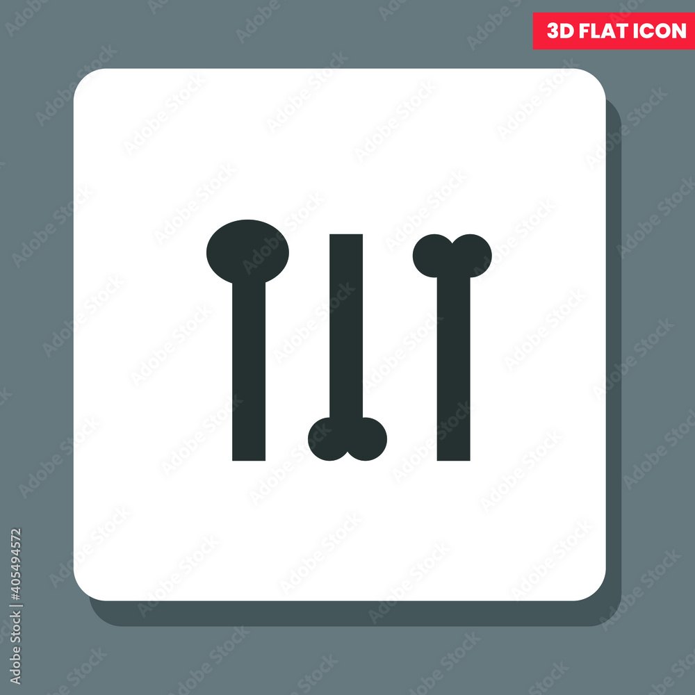 Human bone icon, simple flat symbol, perfect pictogram illustration on 3d background
