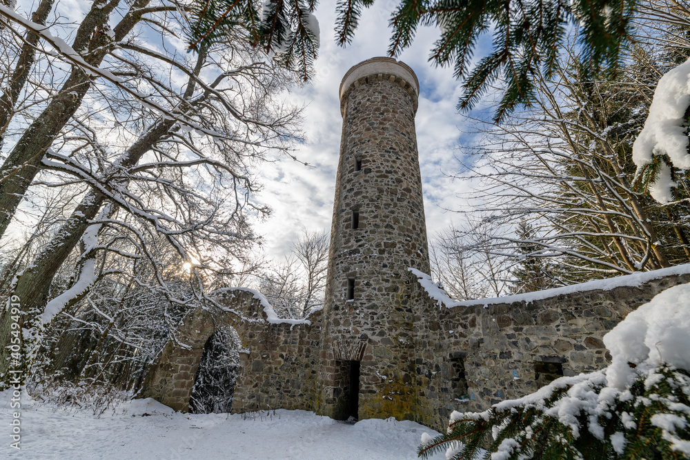 Hamelika lookout tower was built in the shape of a romantic castle ruins - Marianske Lazne (Marienbad) - Czech Republic