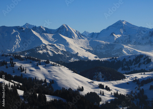 Wildstrubel and other high mountains in the Bernese Oberland seen from Horeflue. © u.perreten