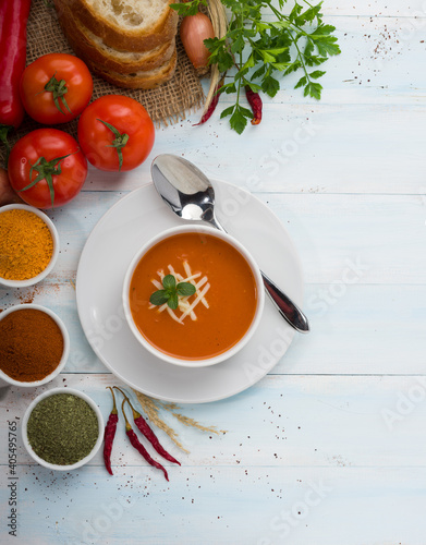 Tasty tomato soup made of fresh tomatoes
